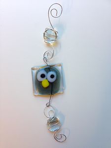 Owl with glass beads